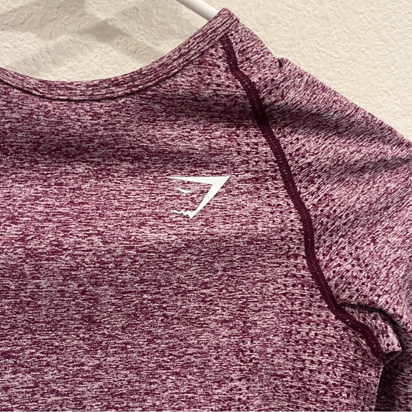 Gymshark red burgundy long sleeve speckled crop top size small thumb holes - Picture 3 of 6